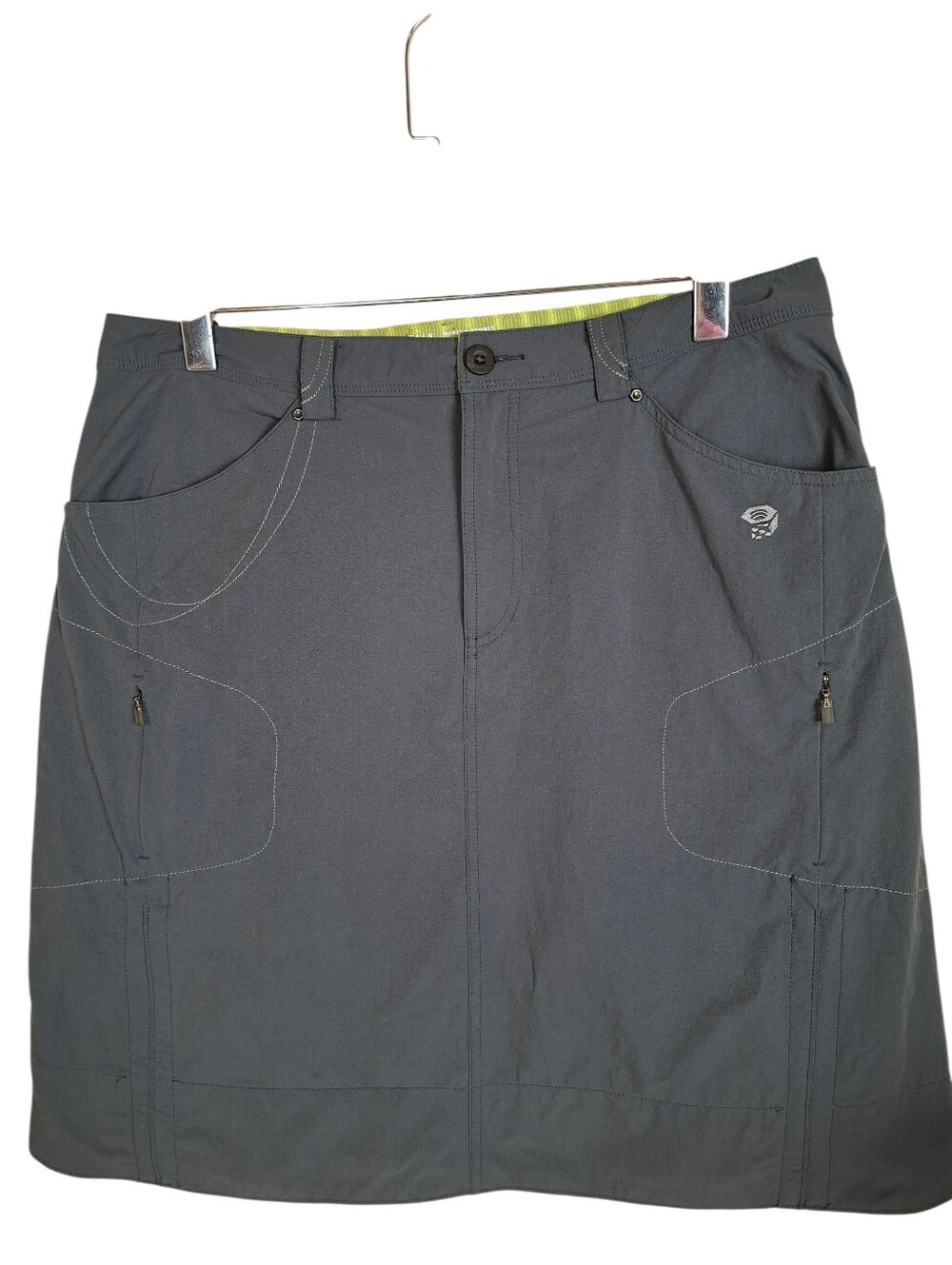 🍄3/50$🍄 Mountain Hardwear La Strada Ruched Adventure Skirt Zip Pockets Gray